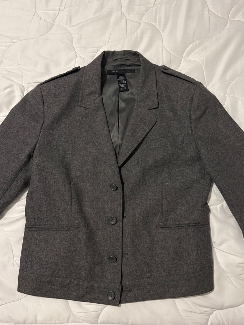 Marc Jacobs Charcoal Gray Tailored Wool-Blend Blazer